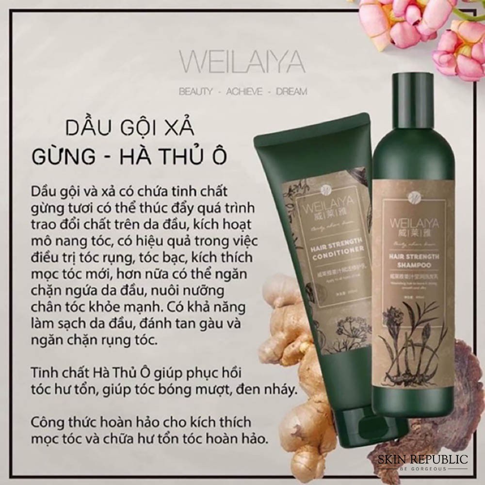 Cặp dầu gội gừng Weilaiya ngăn ngừa rụng tóc, giúp tóc mọc nhanh, Dầu gội gừng dành cho da dầu