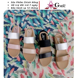 Sandal nữ đi học đế bệt 2 quai ngang da mềm êm chân cao cấp hàng chính hãng GMIC