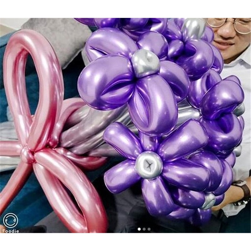 Set 50 Bong Bóng Cao Su Ánh Kim Loại Dài Xoắn Nhiều Màu Trang Trí Tiệc Sinh Nhật / Đám Cưới / Tiệc Đính Hôn