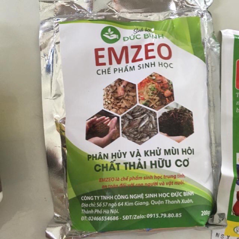 Chế phẩm vi sinh EMZEO 200gr-khử mùi rác thải-phân cá-đậu tương