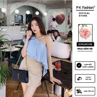 (HÌNH THẬT) Áo Đũi Lệch Vai Bèo Xéo (XANH)