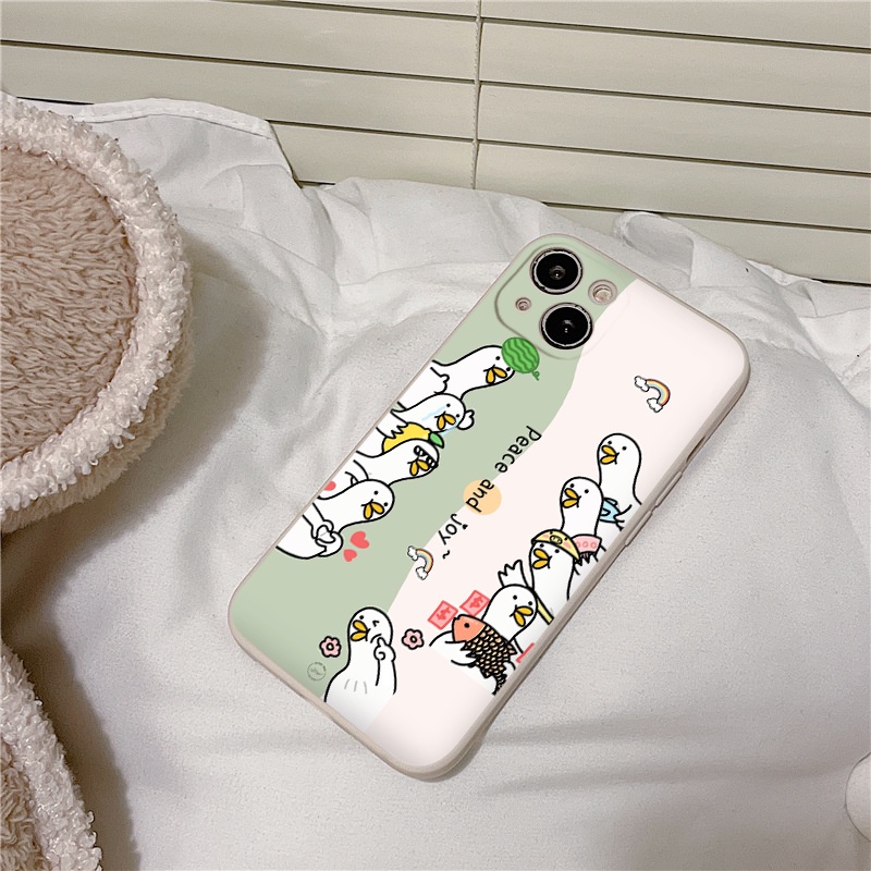 Ốp iphone cạnh vuông 2 dãy vịt trắng đáng yêu cho ip 6/8/7/plus/x/xr/xsmax/12 pro max/11pro max/13 pro max-nt046