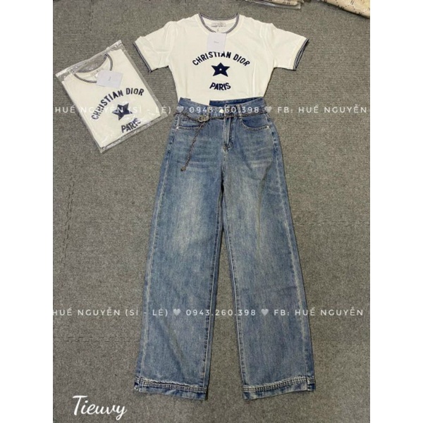 Quần jean suông kèm dây xích hàng QCL1