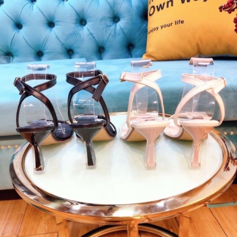 Sandal quai mảnh da sần gót nhọn mika sơn mã H21