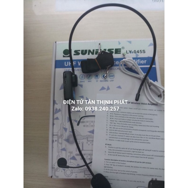 Máy trợ giảng không dây chính hãng sunrise LY-045 sóng UHF, máy trợ giảng dành cho giáo viên, hướng dẫn viê