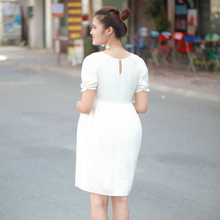 Đầm bầu công sở chất cotto pha lụa may 2 lớp.