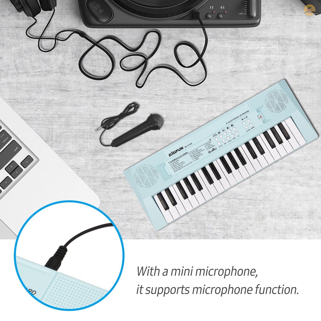 Đàn Piano Điện Tử 37 Phím Mini Màu Xanh Dương Cho Bé