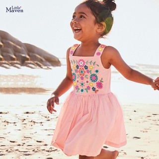 [Little Maven] Váy bé gái thiêu hoa phong cách Âu - Mỹ cực dễ thương