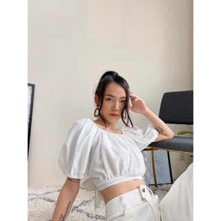 Áo crop top tay phồng cổ V EDINI - A1124