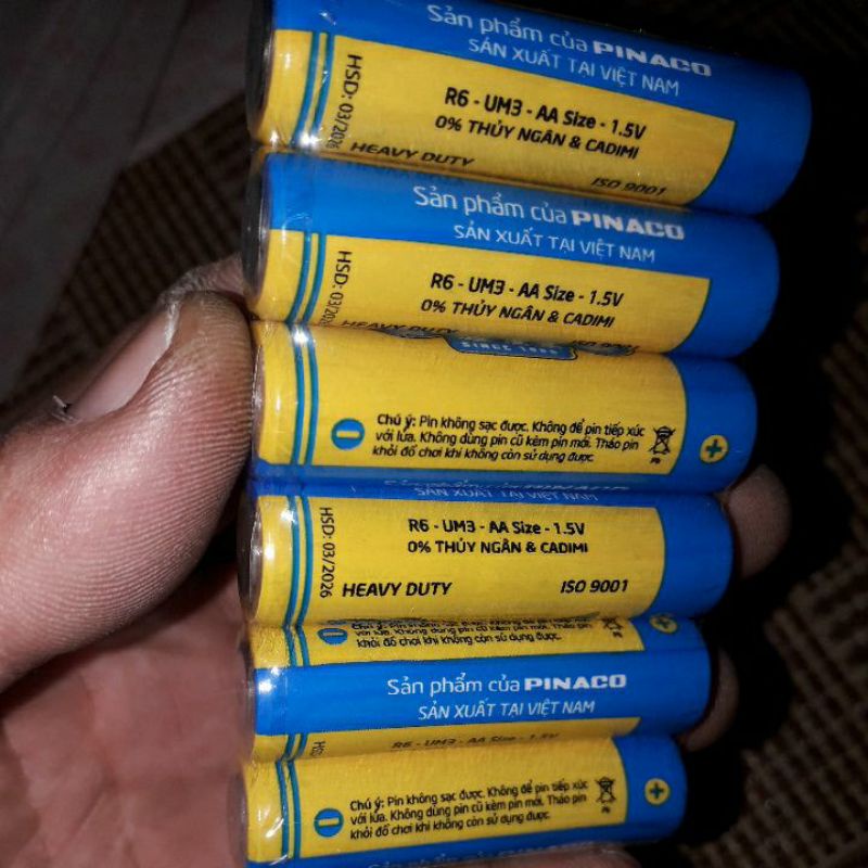 Set 6 viên PIN con ó Màu vàng mẫu mới loại AA 1,5V