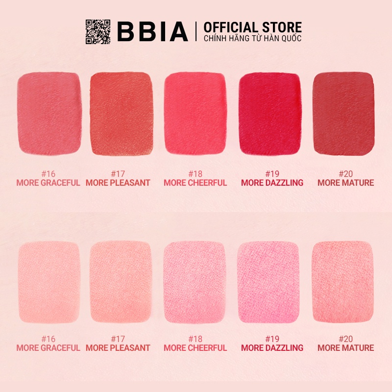 Son Kem Lì Bbia Last Velvet Lip Tint Version 4 (5 màu) 5g Bbia Official Store