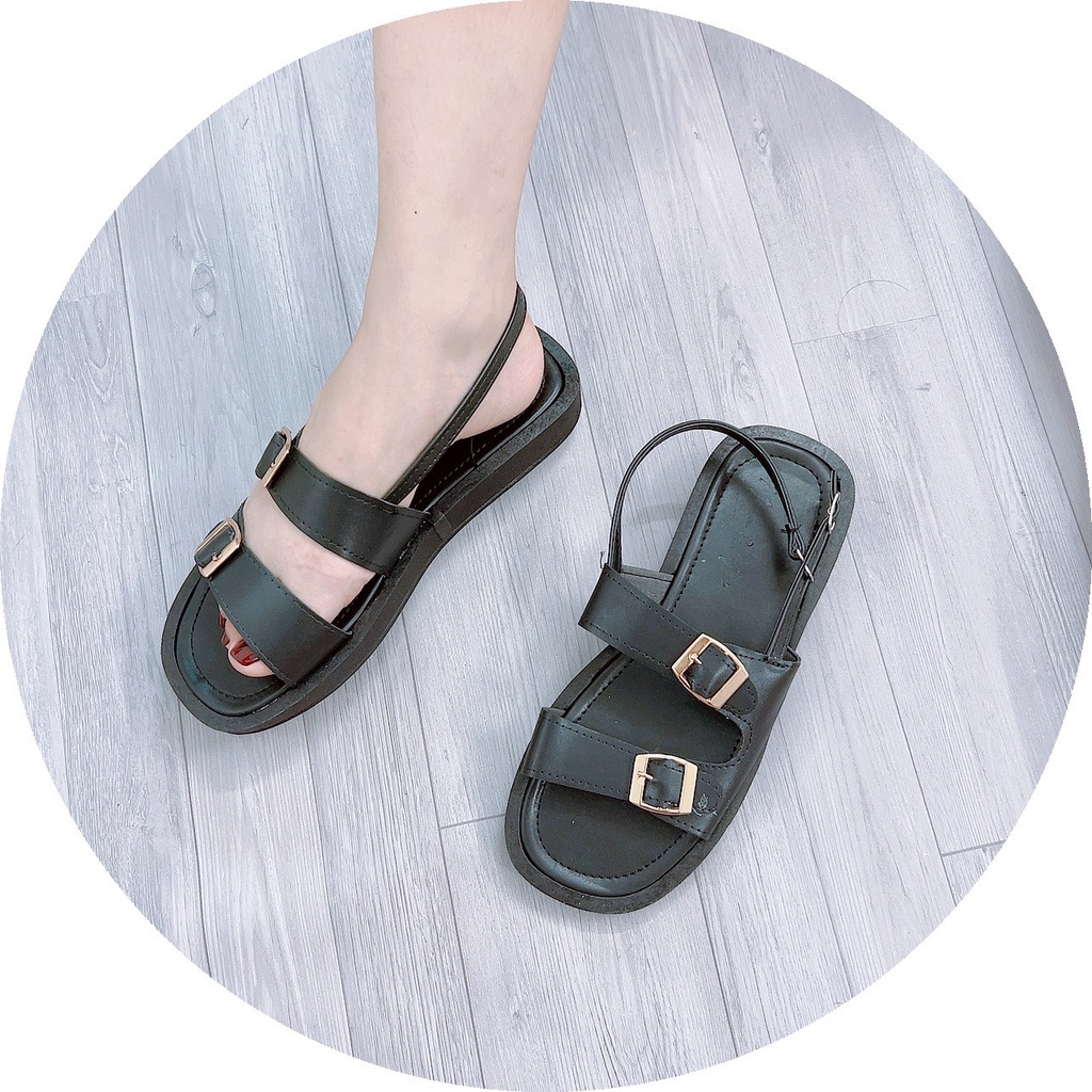 GIÀY SANDAL HỌC SINH NỮ 2 QUAI KHÓA CÀI ĐẾ BÁNH MÌ CỰC ĐẸP