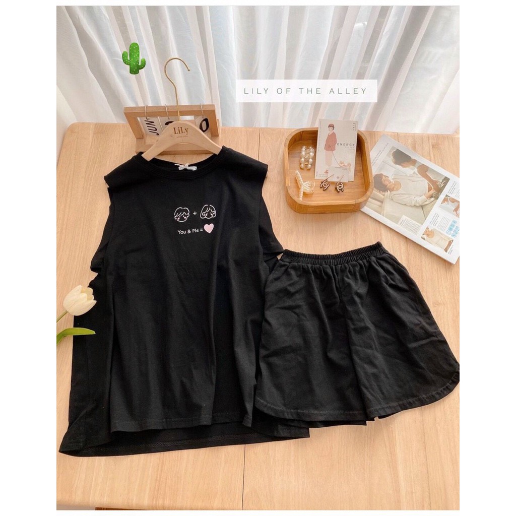 Set bộ nữ đùi ba lổ tank top kèm áo quây quần đùi rộng cá tính - PC