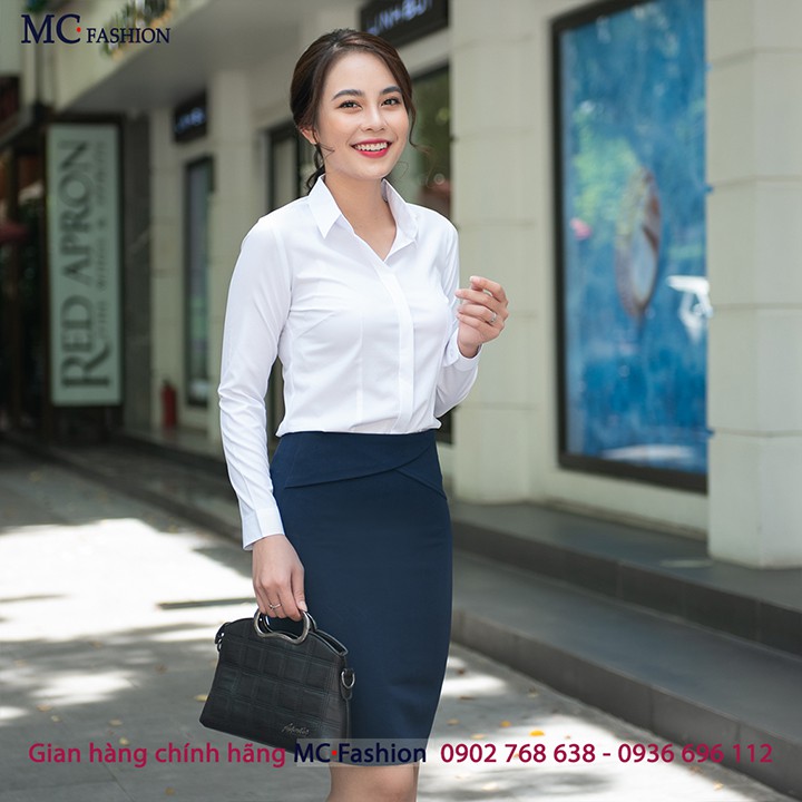Áo sơ mi nữ trắng dài tay mc fashion a0074