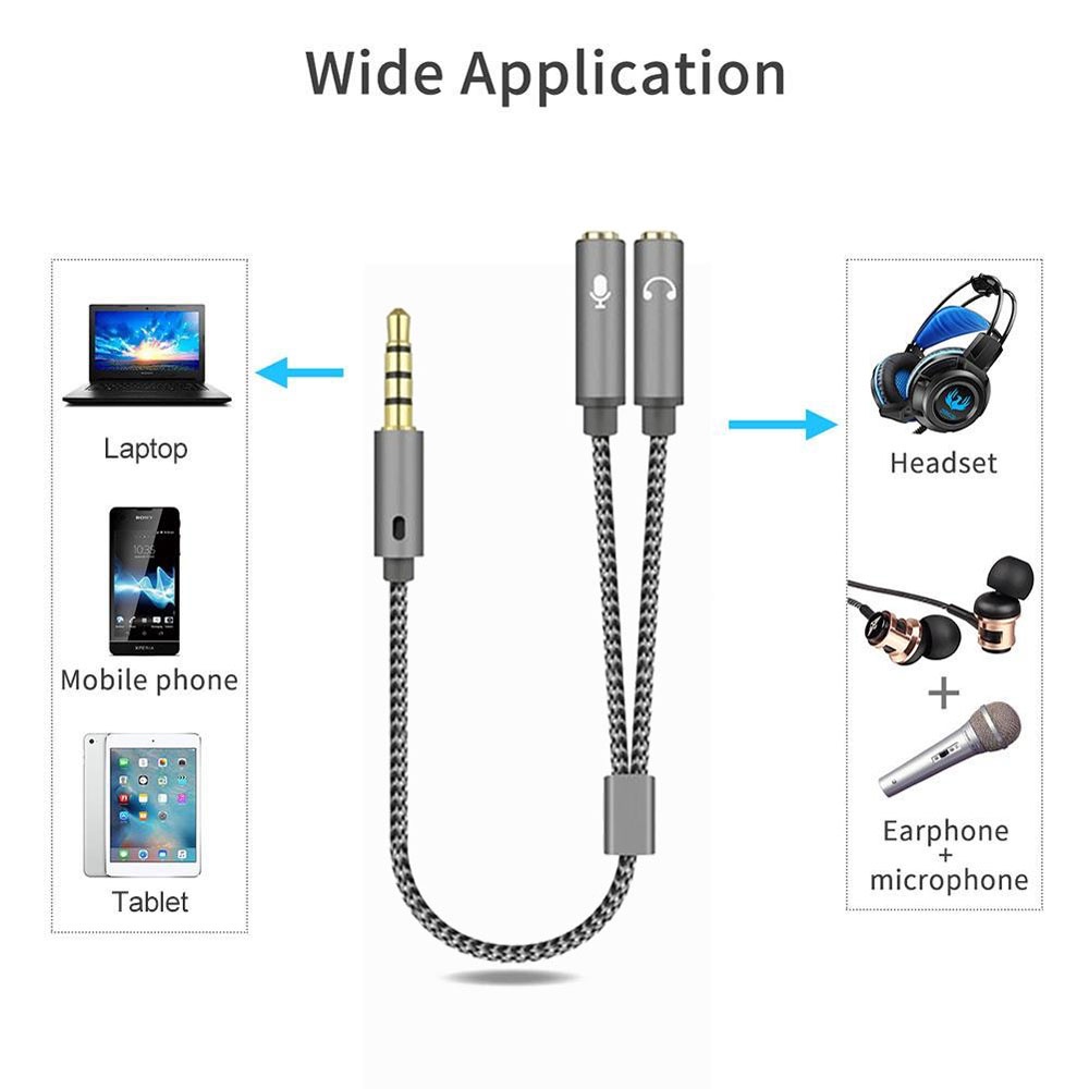 Dây Cáp Chuyển Đổi Âm Thanh Từ 1 Đầu Cắm Sang Cổng Cắm 2 Ổ Cắm 3.5 mm Nhiều Màu