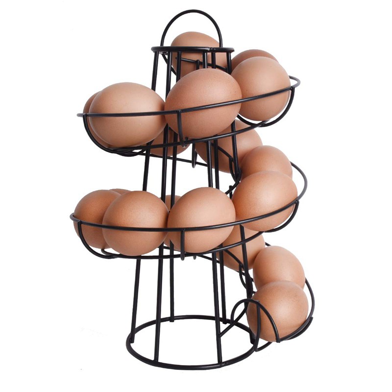 Spiraling Design Metal Standing Egg Skelter/Dispenser Rack (Black)#HAVN