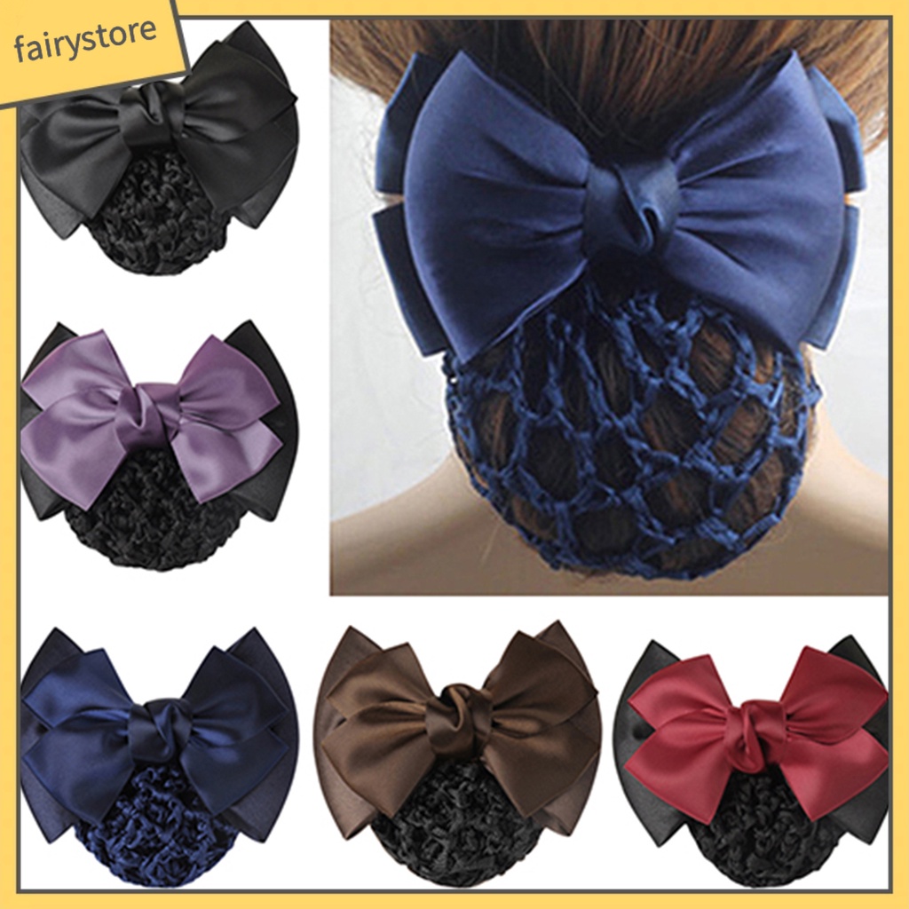 Kẹp lưới búi tóc đính nơ thời trang nữ tính