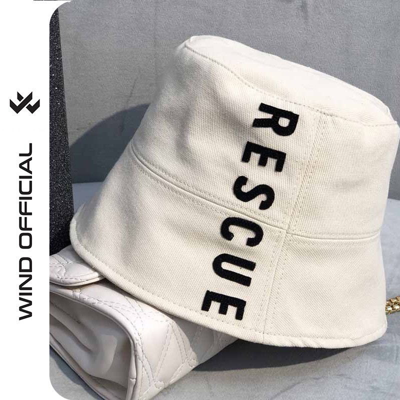 Nón bucket vành tròn WIND unisex thêu vành RESCUE mũ tai bèo nam nữ ulzzang