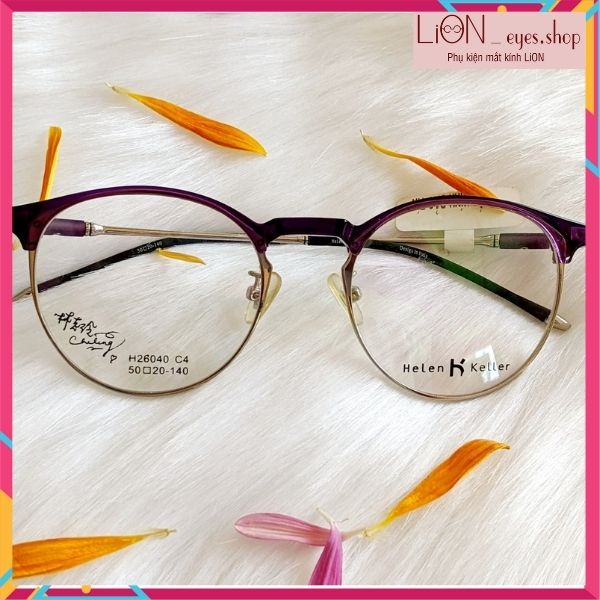 Gọng kính kim loại tròn nữ hàn quốc, kính tròn giả cận hàn quốc