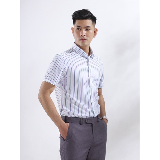 Áo sơ mi nam tay ngắn Aristino sợi sồi mềm mát , bền màu, tà lượn,slim ASS143S8(size 38/39)