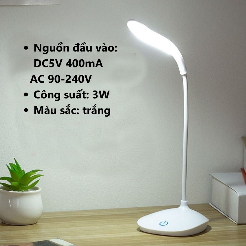 Đèn bàn tích điện 3 màu ánh sáng dùng vào đọc sách, làm việc, đèn học SD1