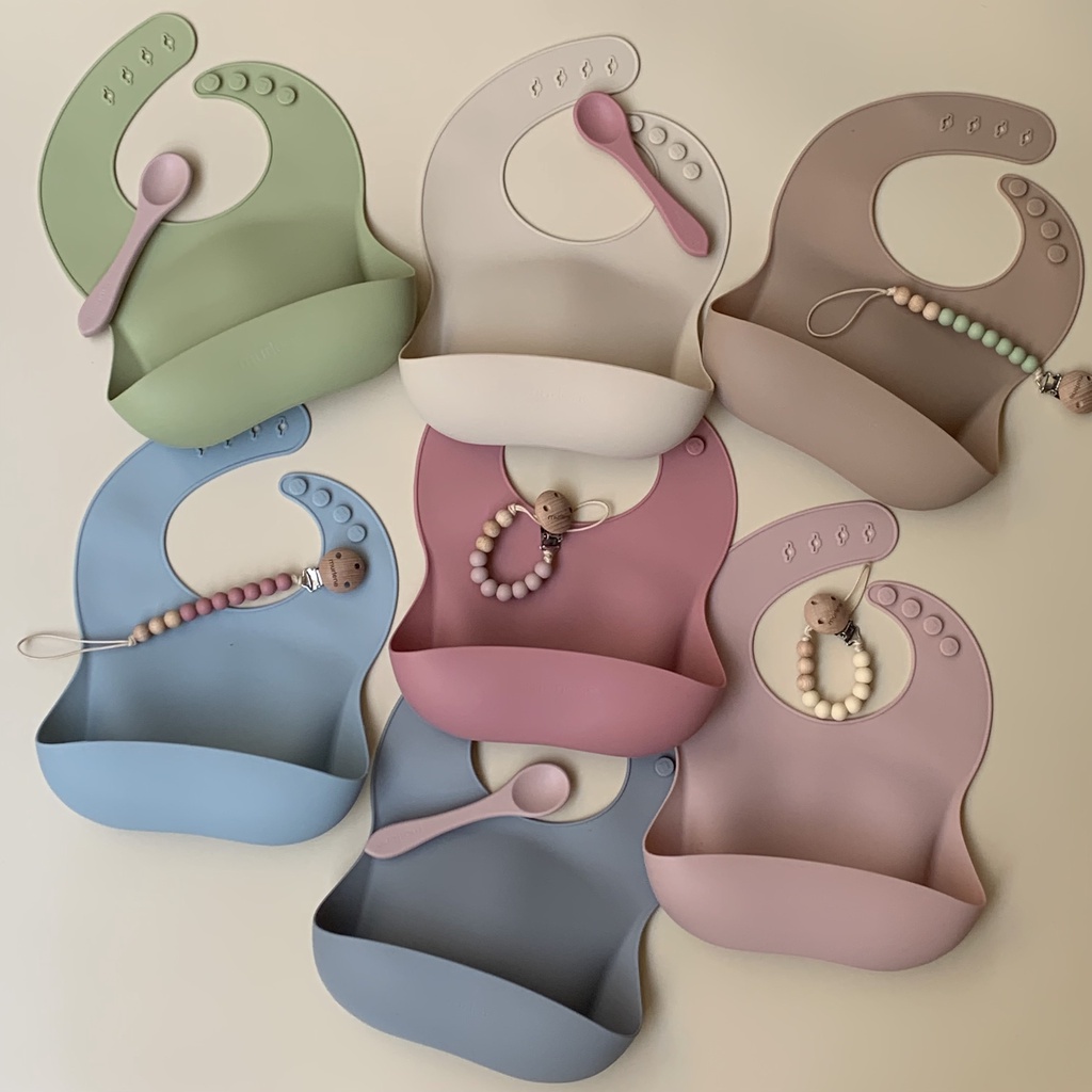 Murlene - Yếm ăn dặm cho bé chất liệu silicone cao cấp có máng lớn