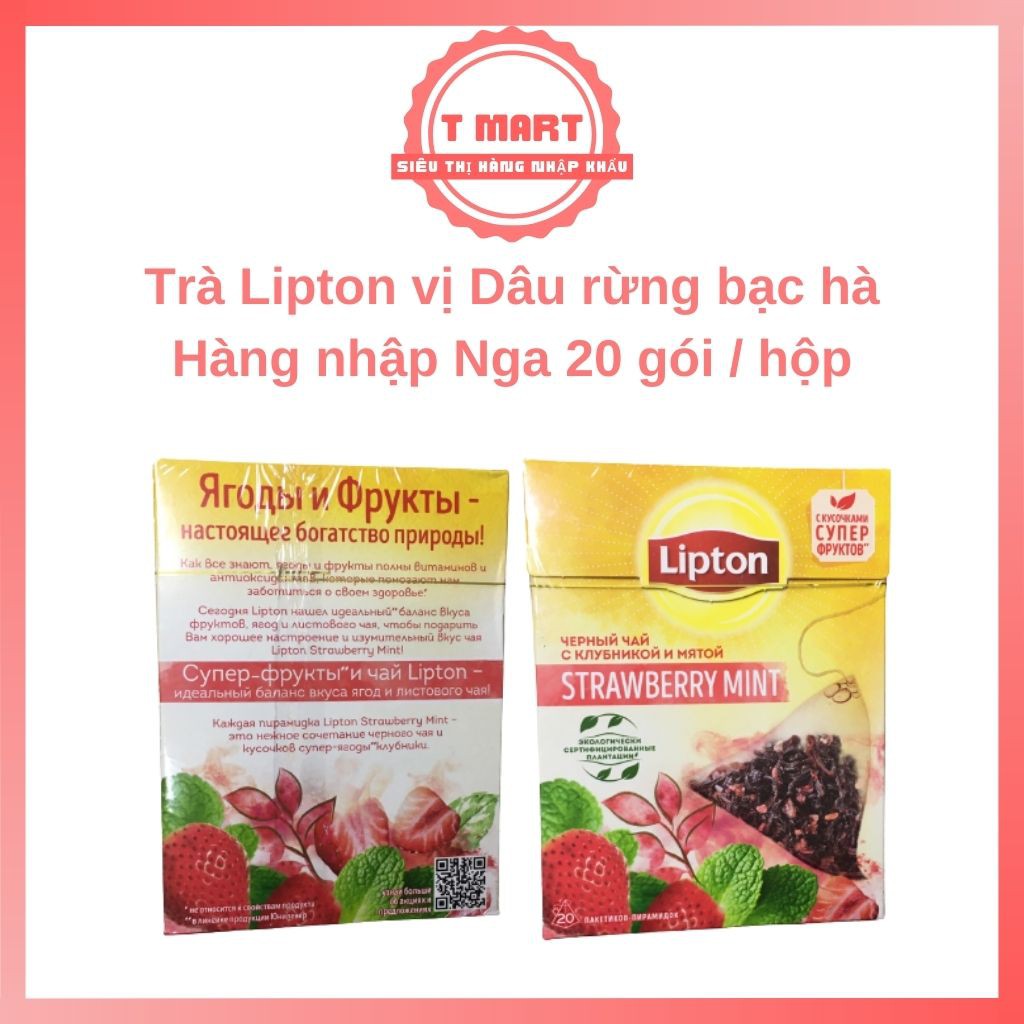 [SALE 60%] Trà Lipton Nga vị dâu tây bạc hà, hương thơm tươi mát, giúp thư giãn đầu óc, làm việc hiệu quả, date T11/2021