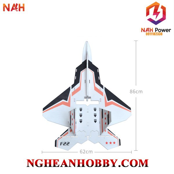 Kit máy bay cánh bằng F22 Flat xốp bao đập EPP sải cánh 62