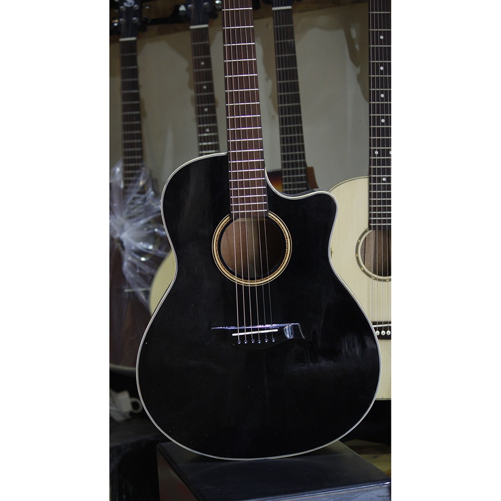 Đàn guitar acoustic giá rẻ màu đen mã ES140, guitar gỗ thịt có người mới tập