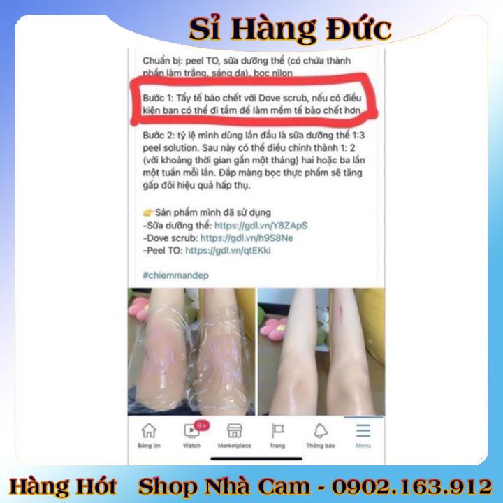 Tẩy tế bào chết, tẩy da chết body DOVE và dưỡng thể body nội địa Đức, Đủ Bill và Review