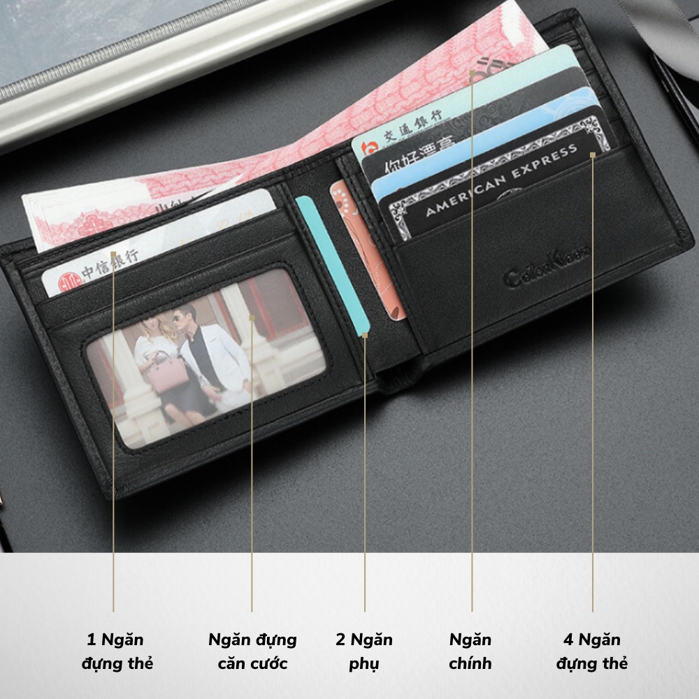 Ví Ngắn Nam Cao Cấp CoilenKlaon,Chất liệu da bò nhập khẩu,Ví da nam dáng đứng đựng tiền và thẻ mini nhỏ gọn- 𝑰𝑩𝑨𝑮
