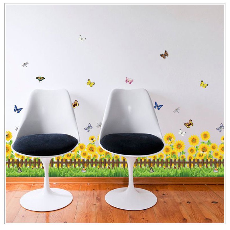 Decal dán tường Chân tường hướng dương 2 - PVC vinyl - DCT034