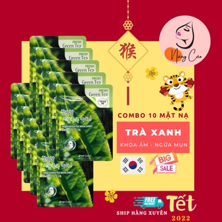 Combo 10 Mặt nạ dưỡng da tinh chất trà xanh 3W Clinic Green Tea Mask Sheet 23ml x 10