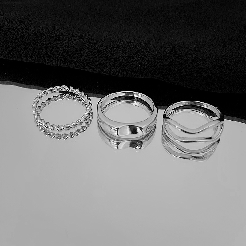 Set Ba Món Nhẫn Thời Trang hip hop Đơn Giản Cá Tính