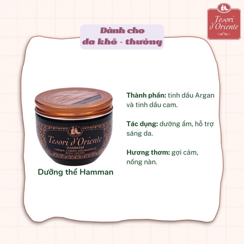 Kem dưỡng thể Tesori d'Oriente 300gram