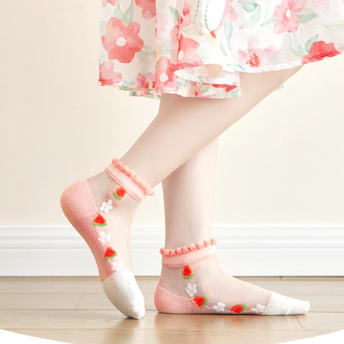 Set 5 Đôi Vớ Bằng Cotton Nhẹ Thoáng Khí In Họa Tiết Trái Cây Dễ Thương Thời Trang Mùa Hè 2022 Cho Bé