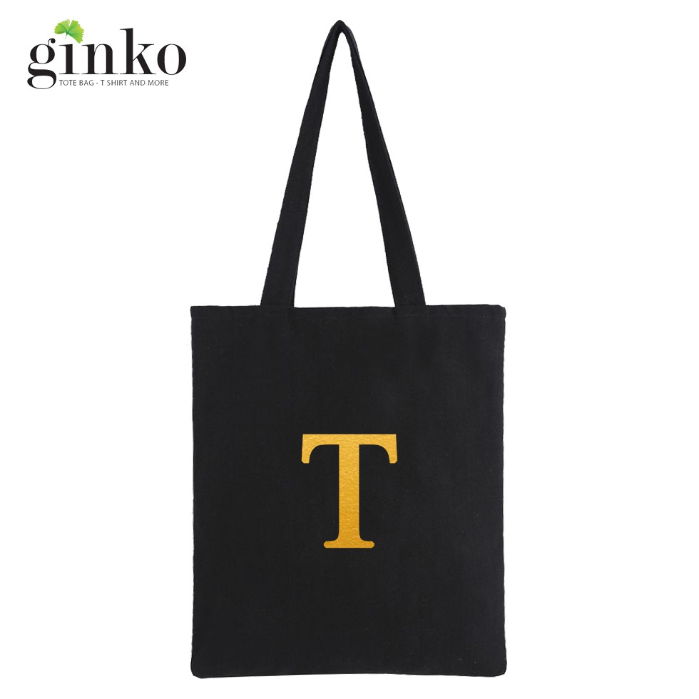 [Mã WABRBAGS giảm 20K đơn 99K] Bộ sưu Tập Túi Vải Tote Ginko Dây Kéo In Chữ Cái Từ &quot;O&quot; Đến &quot;Z&quot;