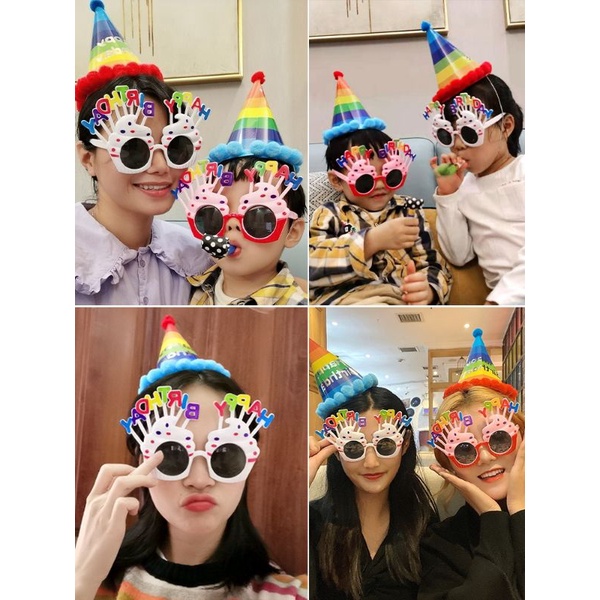 Kính chúc mừng sinh nhật, kính mắt chữ Happy Birthday độc đáo