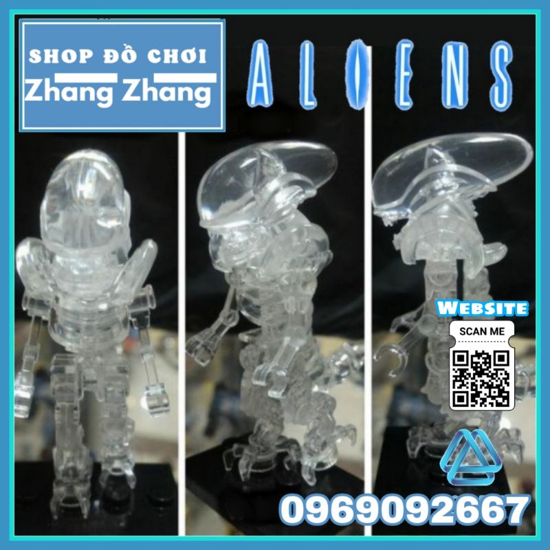 Đồ chơi Xếp hình quái vật không gian ALIEN tàng hình trong suốt Minifigures POGO PG1223