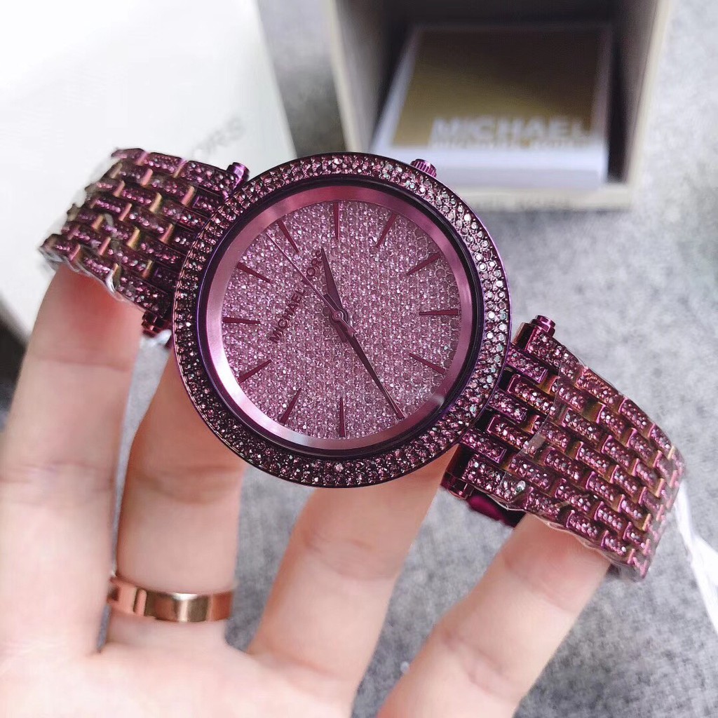 Đồng hồ nữ michael kors màu tím đính đá