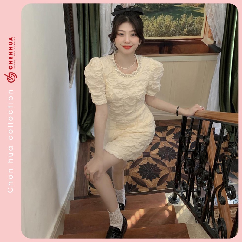Đầm dự tiệc HuaHua, váy bánh bèo tiểu thư hàn quốc đi chơi sang chảnh VT152