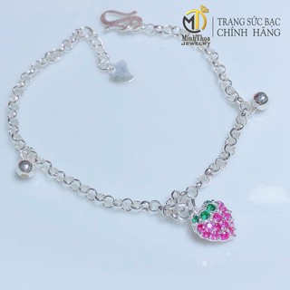 Vòng tay dâu tây bạc ta dễ thương cho bé, lắc tay bạc trẻ em nguyên chất sáng đẹp Minh Thoa JEWELRY