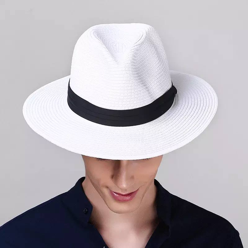 Mũ cói phớt nam - Fedora Black - vành rộng nơ đen