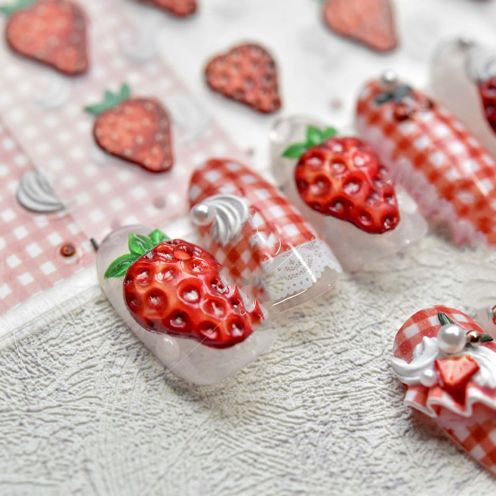 (Hàng Mới Về) Miếng Dán Trang Trí Móng Tay Nghệ Thuật Hình Trái Cây 3d Dễ Thương Diy