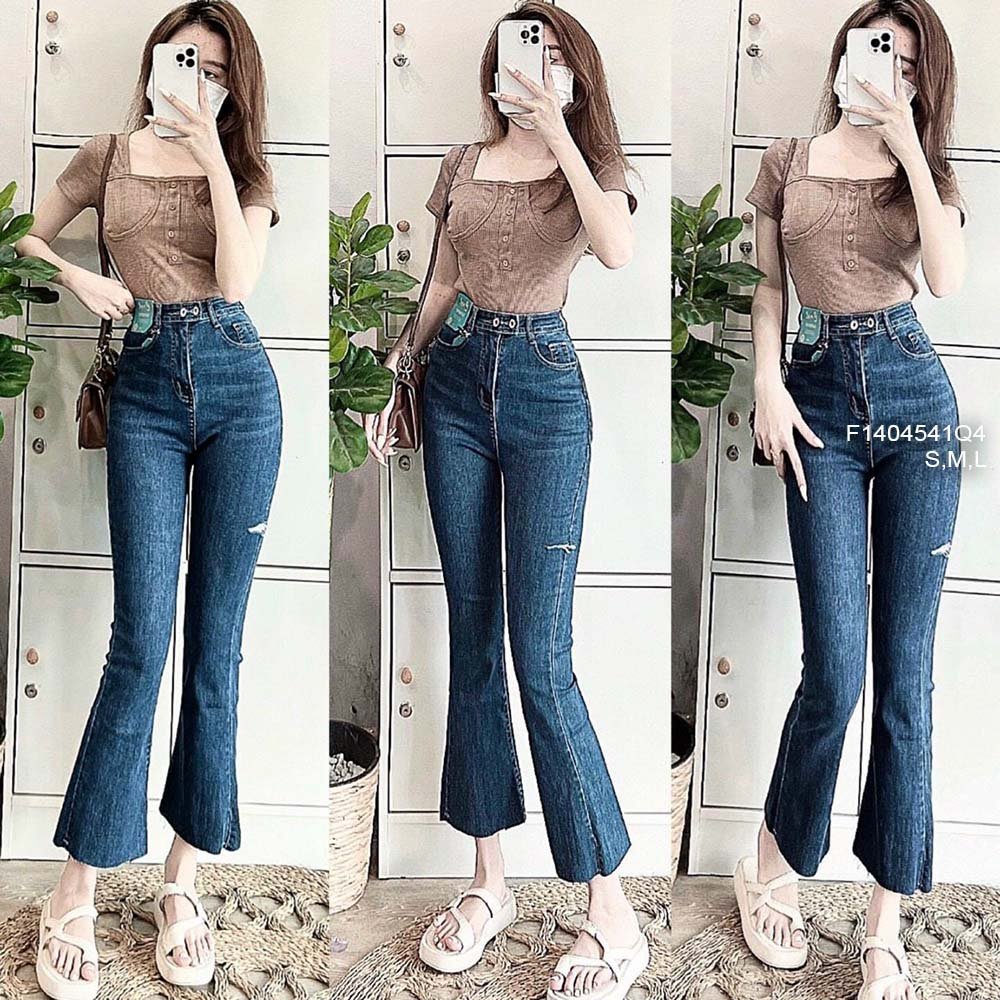 Quần jean ống loe lưng cao! HÀNG VNXK.