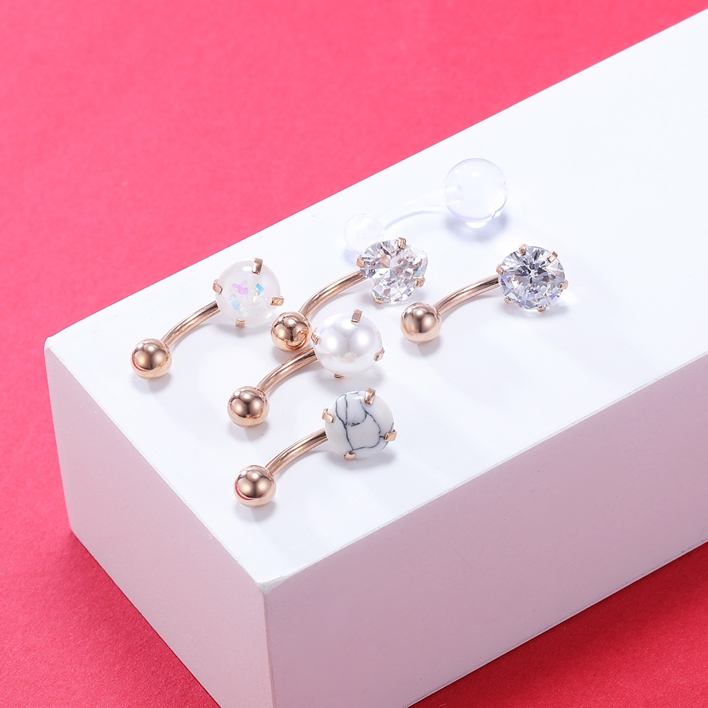Set 6 Khuyên Rốn Đính Đá Thời Trang Cho Nữ