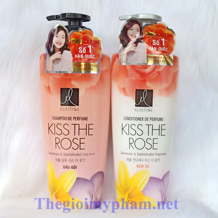 Combo Dầu Gội + Dầu Xả Double Rich Elastine Kiss The Rose 600g