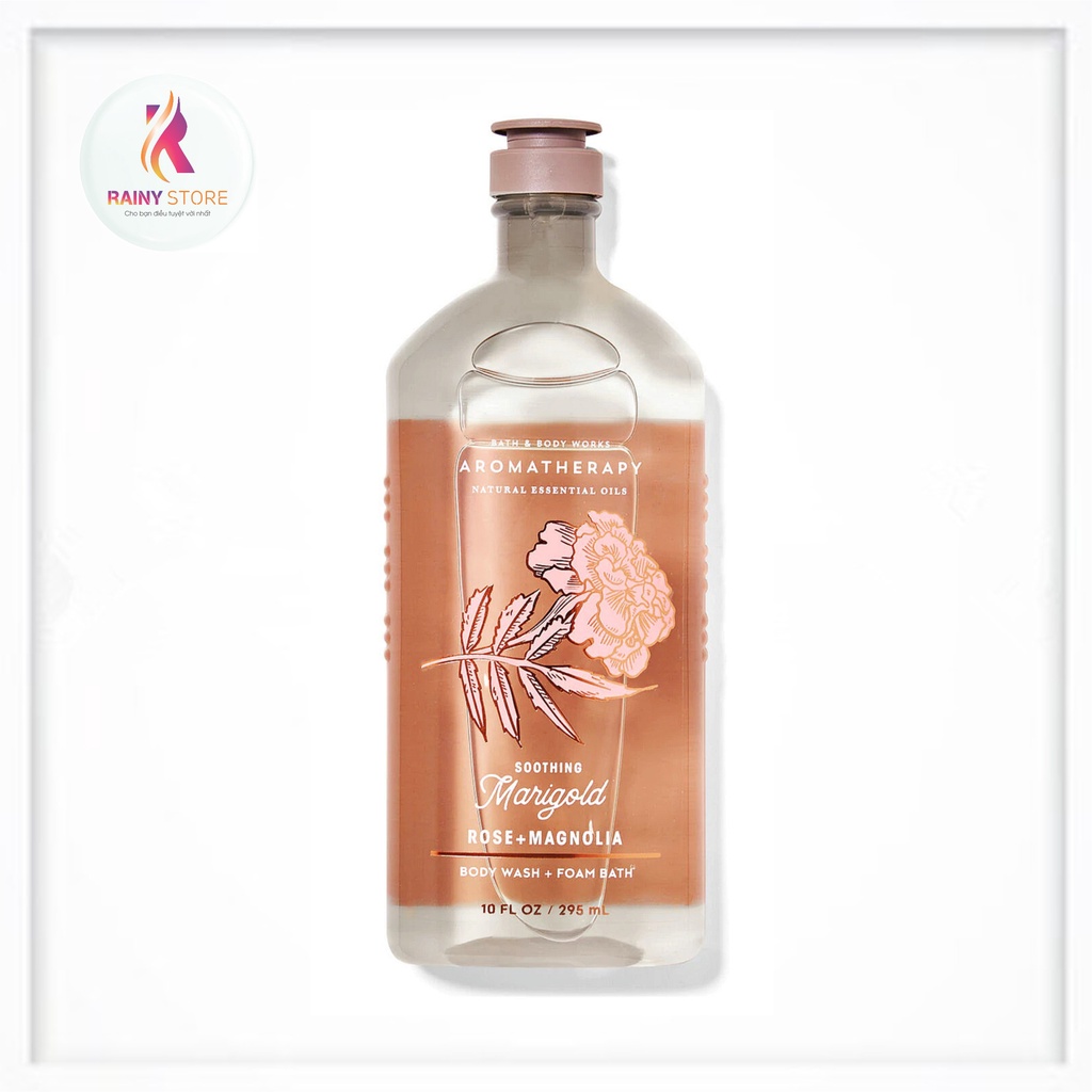 Gel tắm thư giãn Bath &amp; Body Works Aromatherapy Marigold Rose + Magnolia 295ml