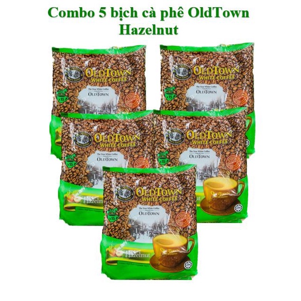 Combo 5 bịch cà phê trắng oldtown white coffee hazelnut malaysia