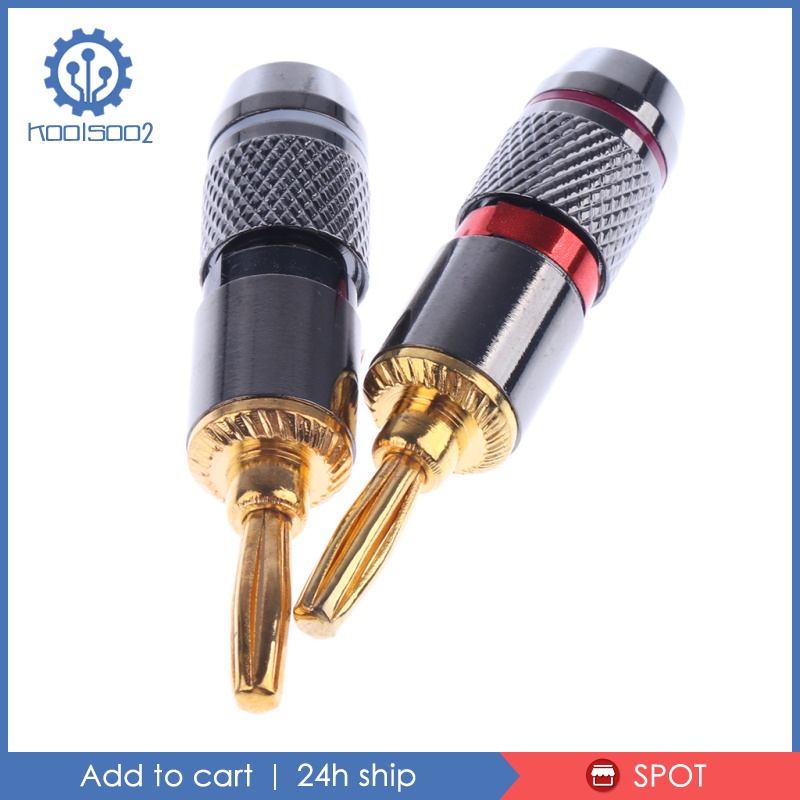 [KOOLSOO2]1pair Speaker Banana Plug Gold Dual Screw Plated Audio   Connector